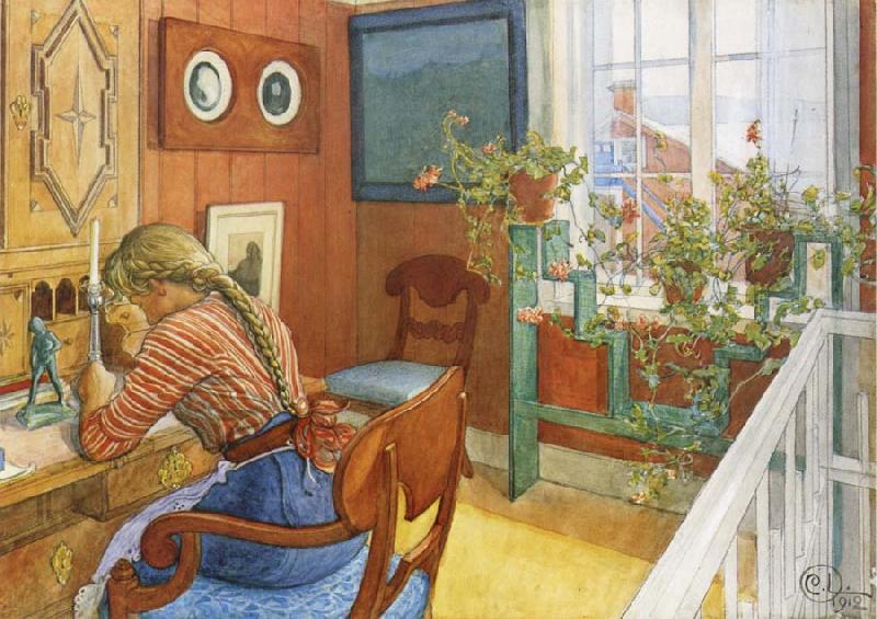 Carl Larsson Writing Letters oil painting image